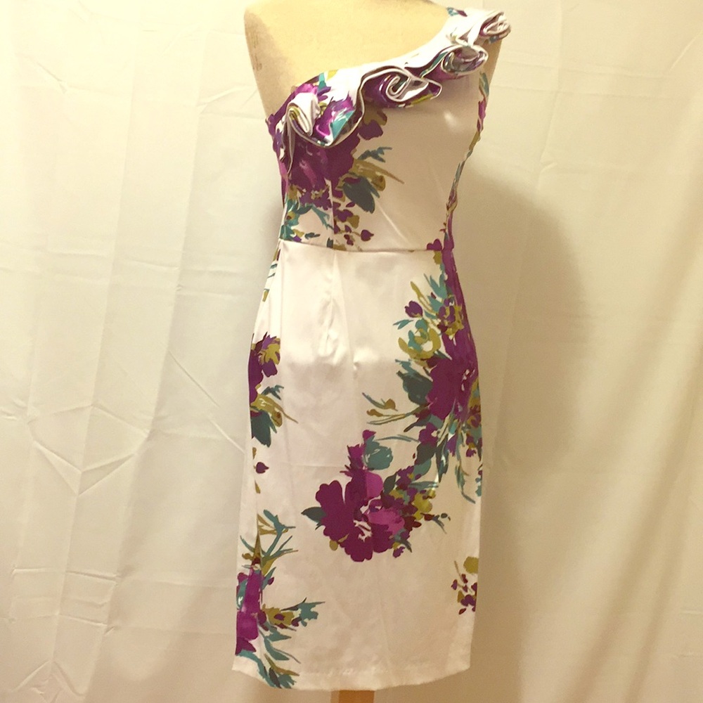 Purple Floral One Shoulder Special Occassion Dress